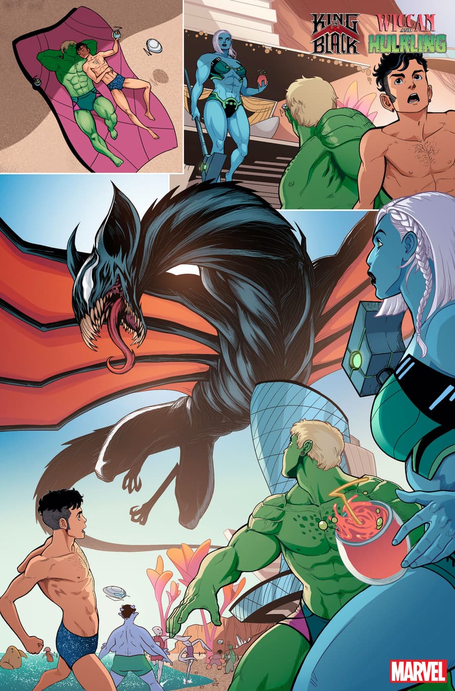 KING IN BLACK: WICCAN AND HULKLING #1 preview art by Luciano Vecchio with colors by Espen Grundetjern