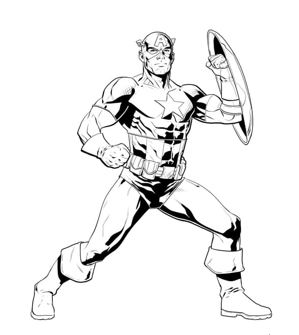 Captain America (Chris Evans) from Avengers Drawing Print