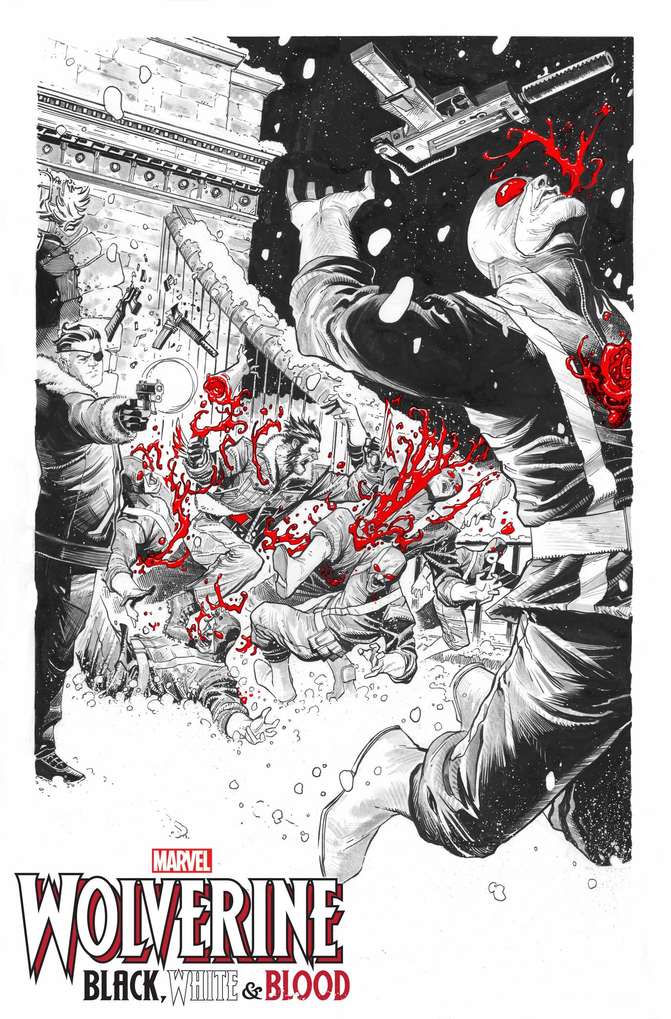 WOLVERINE: BLACK, WHITE & BLOOD #1 preview interiors by Joshua Casssara and GURU-EFX