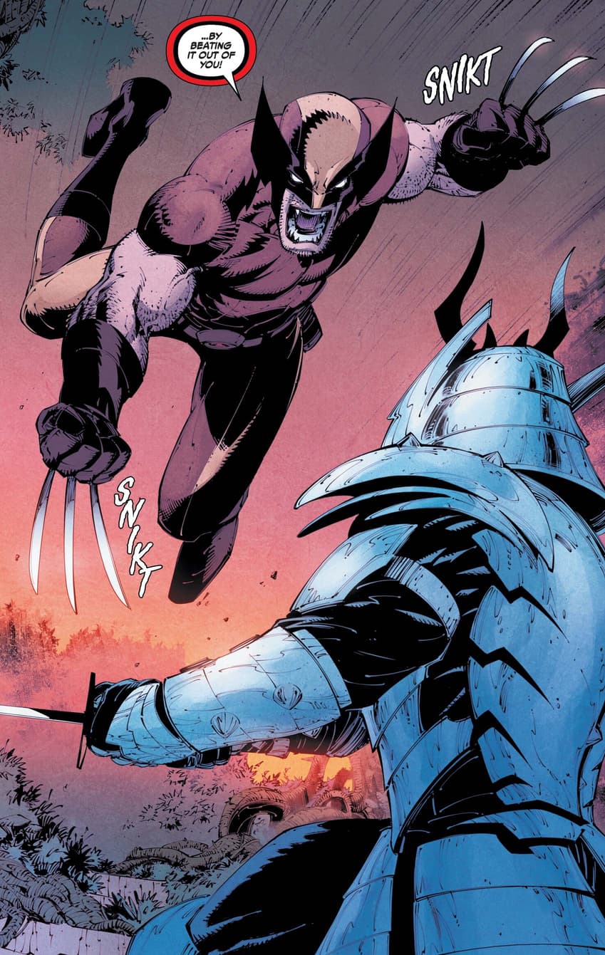 Wolverine versus Silver Samurai.