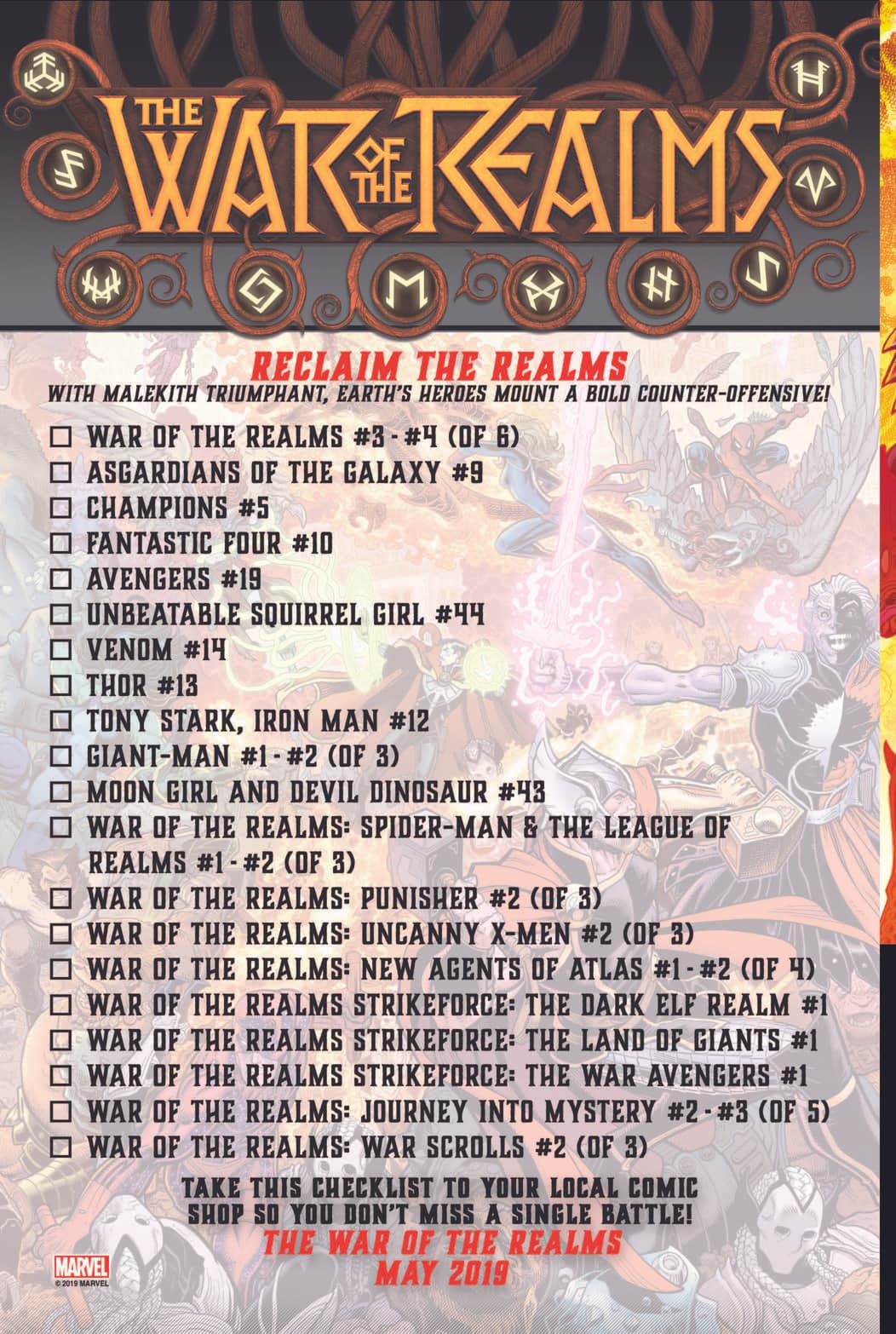 War of the Realms May Checklist