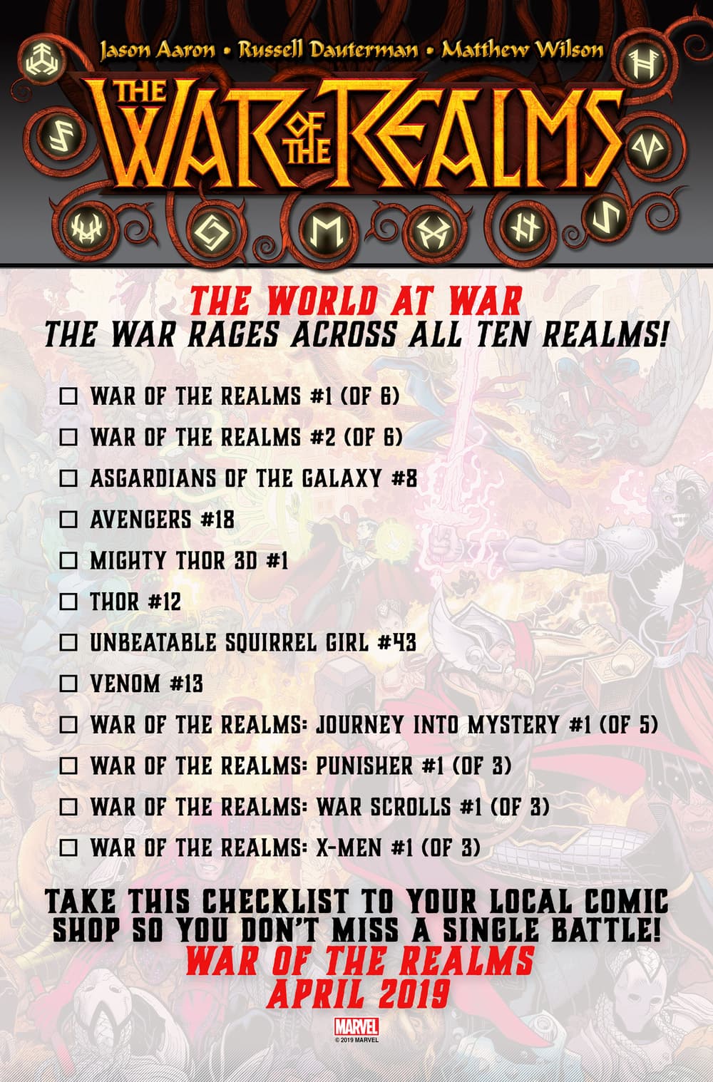War of the Realms April checklist