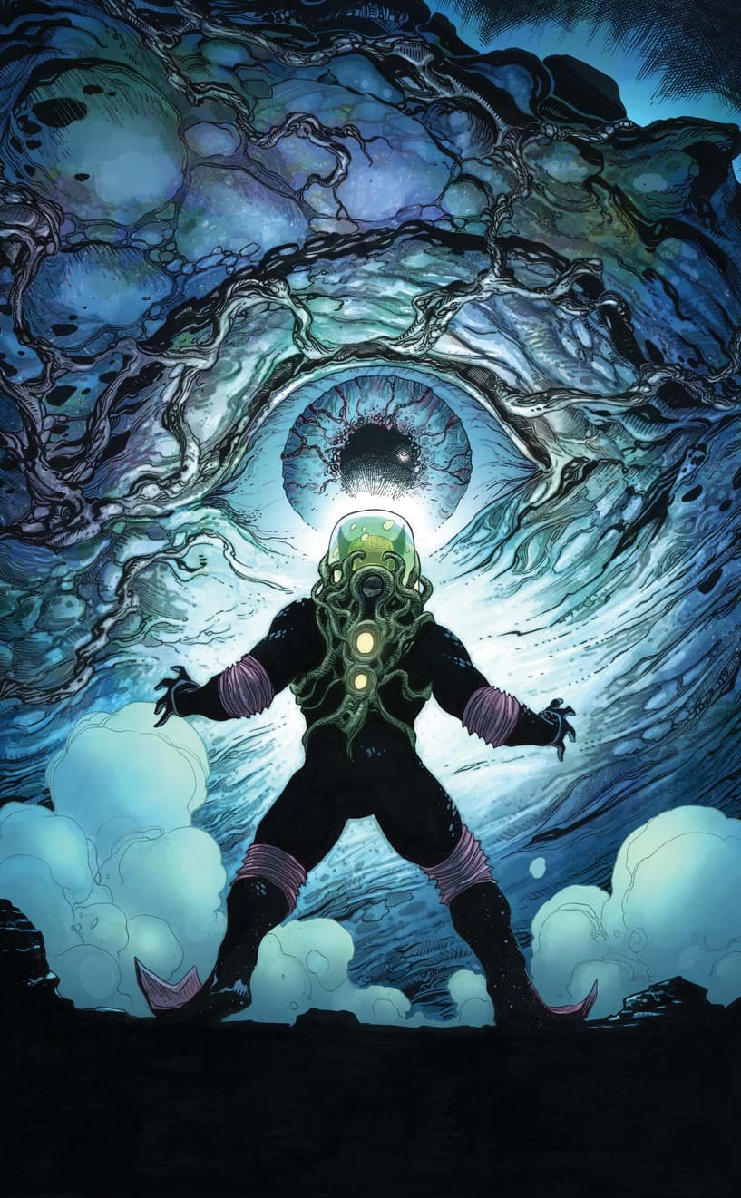 Wolverine confronts a monster of the deep. 
