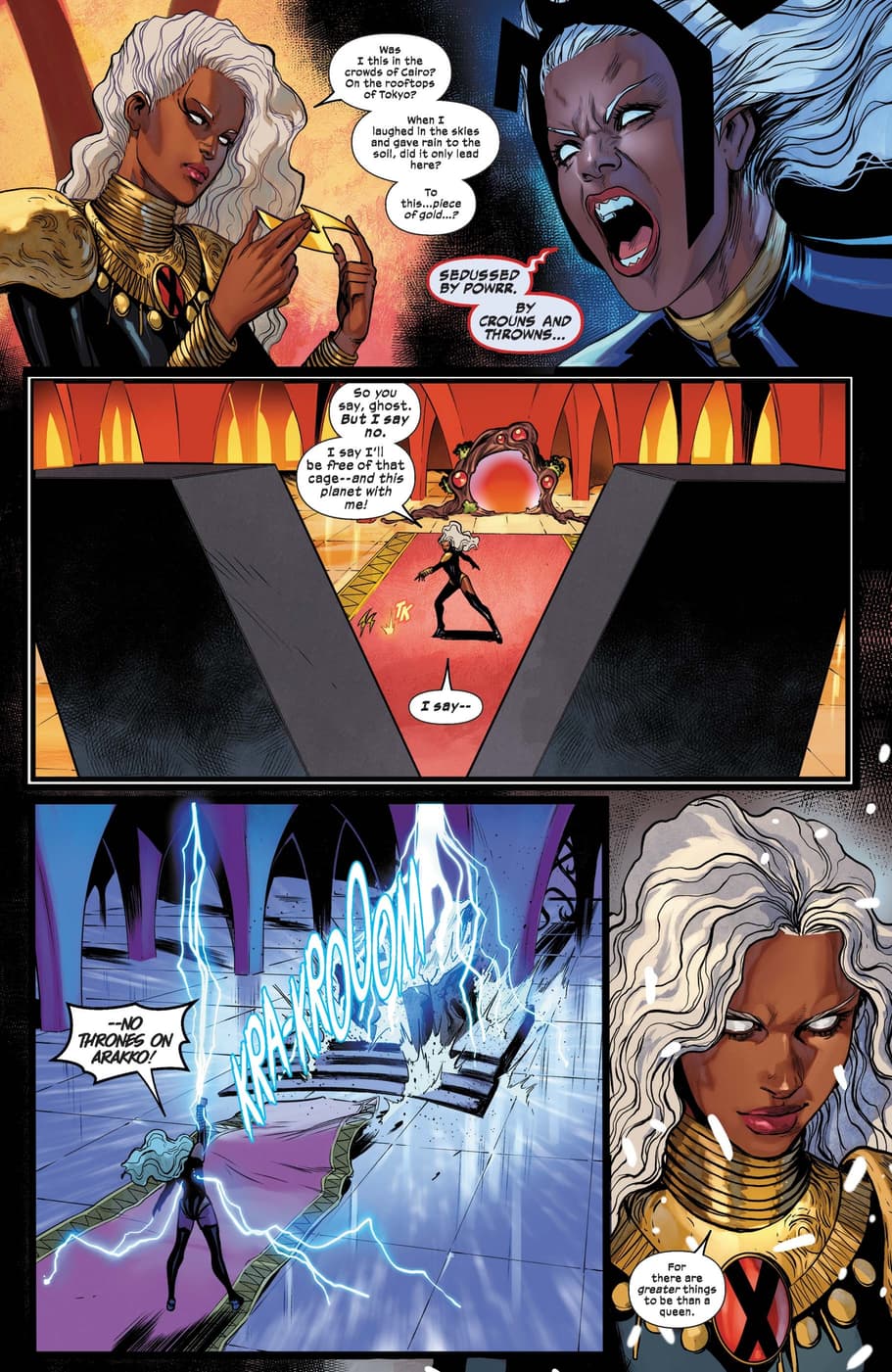 Storm redefines her role as leader of the Arakki in X-MEN RED (2022) #1.
