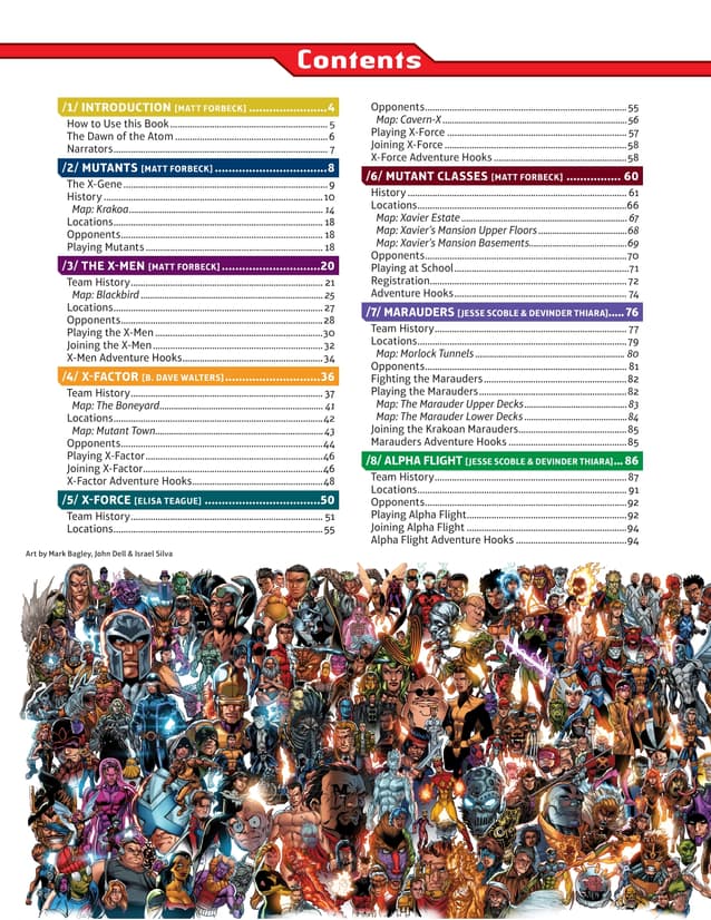 Marvel Multiverse Role-Playing Game: X-Men Expansion Table of Contents Page 1