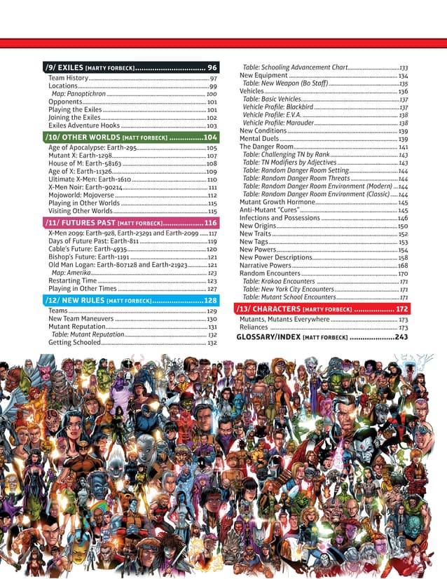 Marvel Multiverse Role-Playing Game: X-Men Expansion Table of Contents Page 2