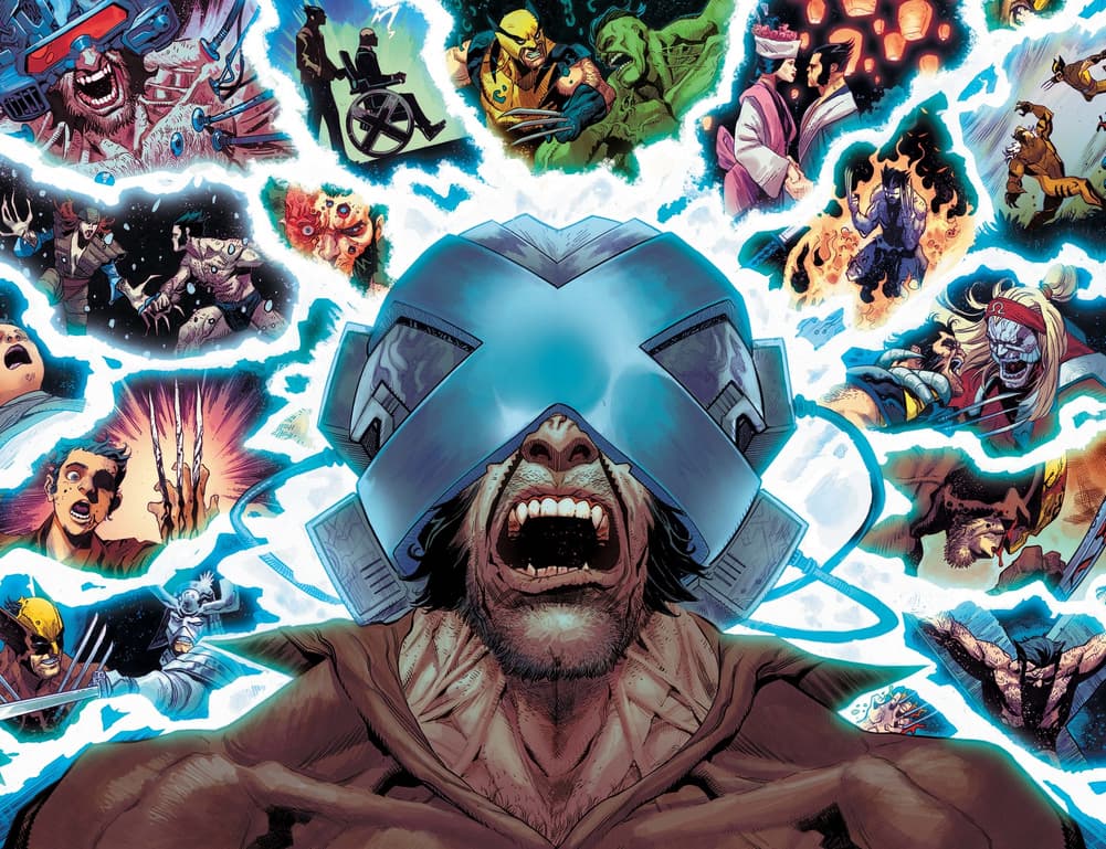 Wolverine travels through the past via mind-link with Professor X and Jean Grey.