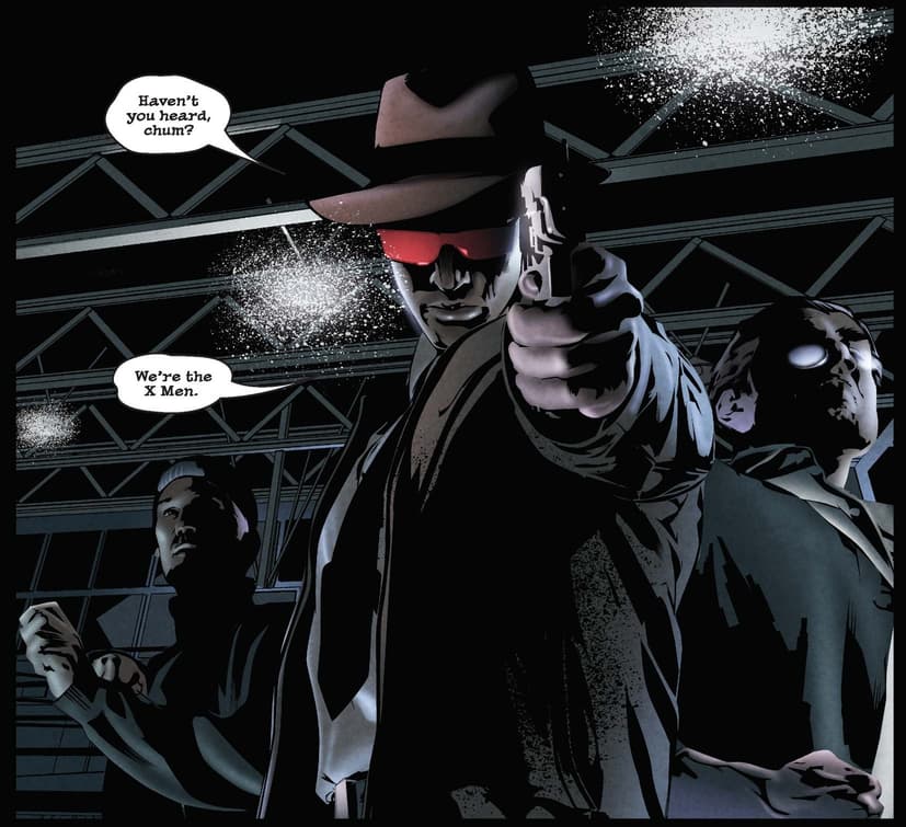 Cyclops points a pistol in X-MEN NOIR (2008) #1