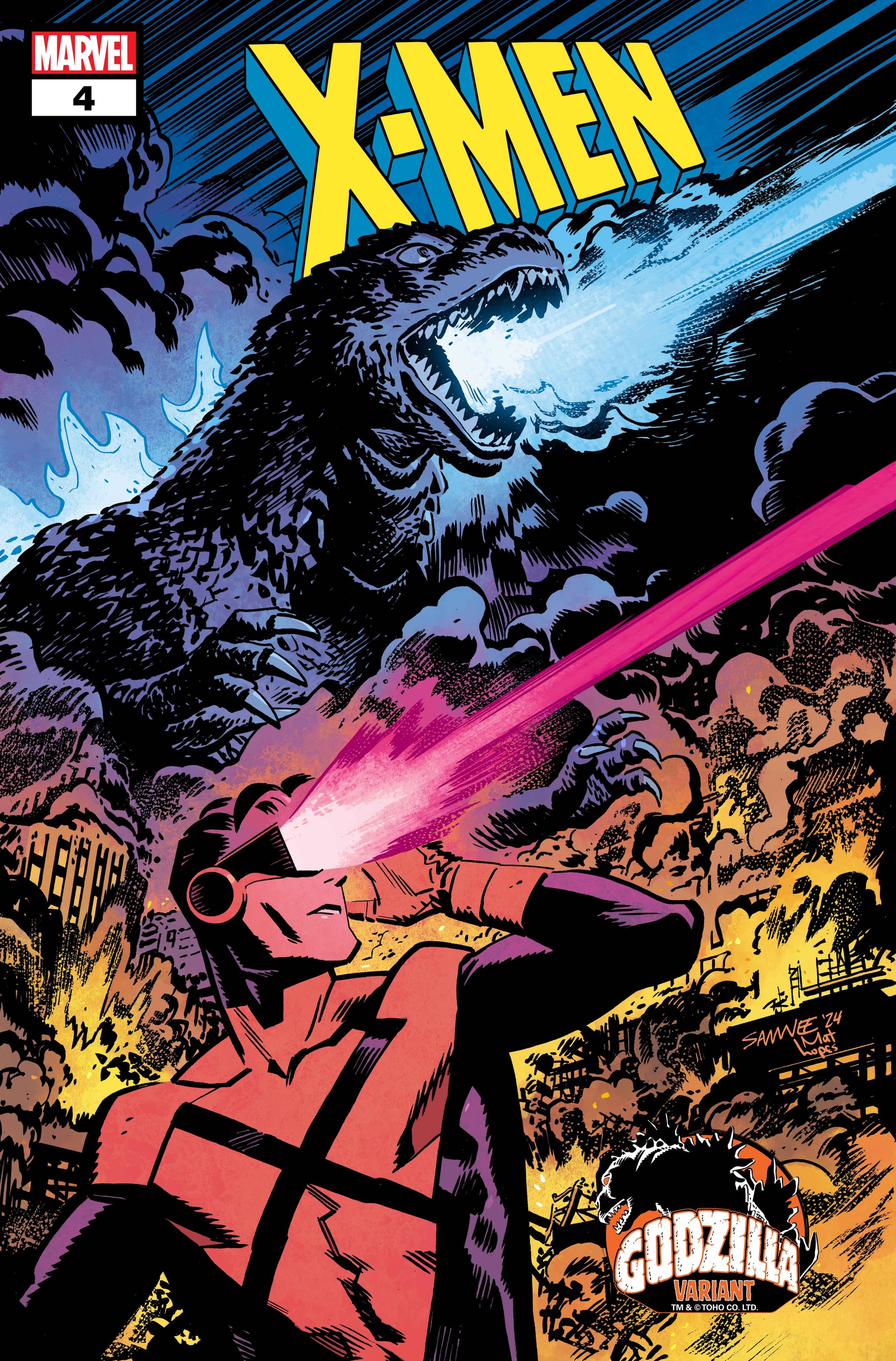 X-MEN #4 Godzilla Variant Cover by Chris Samnee