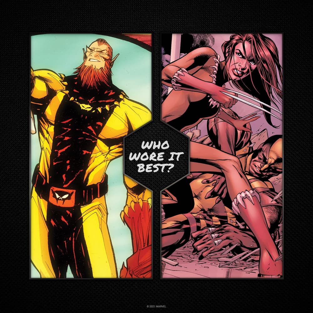 Fang and Wolverine (Laura Kinney) in the same costume.
