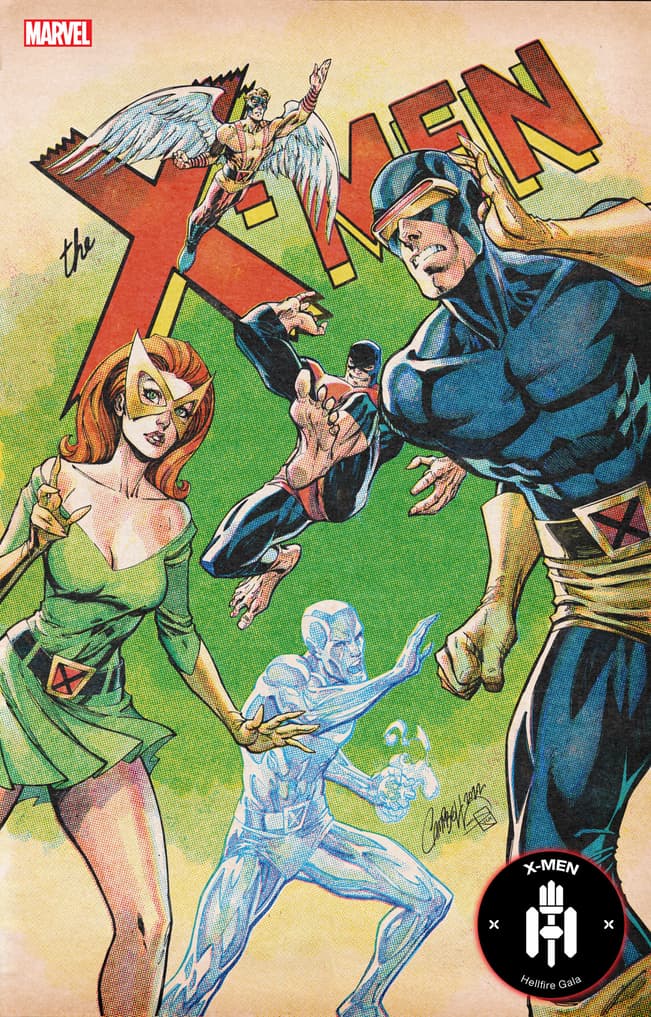 HELLFIRE GALA 2023 #1 Retro Anniversary Variant Cover by J. Scott Campbell