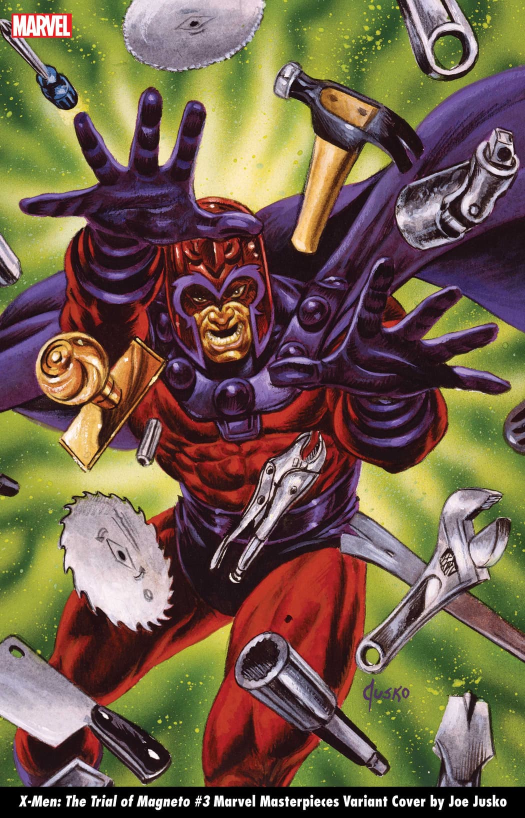 X-MEN: THE TRIAL OF MAGNETO #3 MARVEL MASTERPIECES VARIANT COVER by JOE JUSKO 