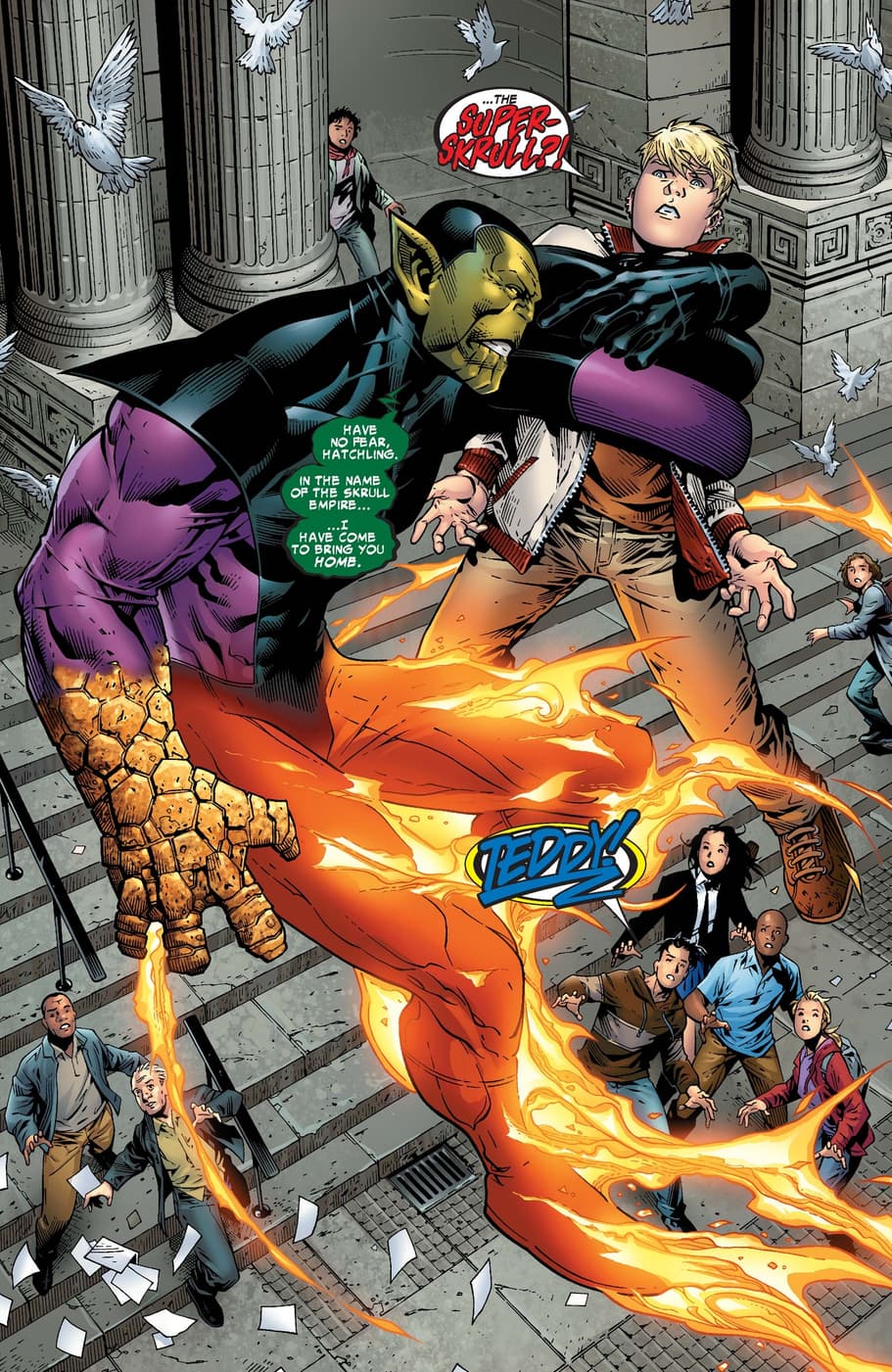The Super-Skrull tries to bring Hulkling “home” in YOUNG AVENGERS (2005) #9.
