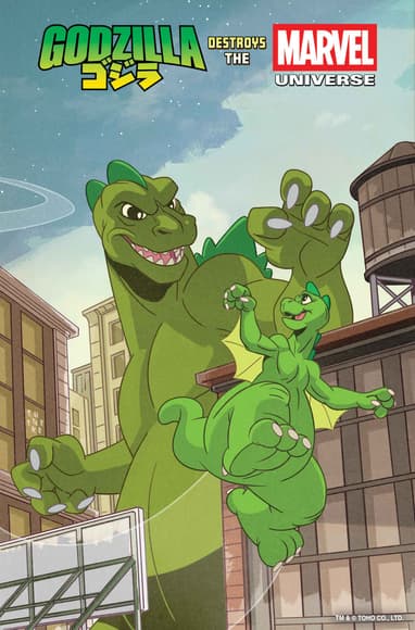GODZILLA DESTROYS THE MARVEL UNIVERSE #1 Animation Variant Cover by SEAN GALLOWAY