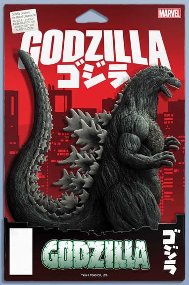 GODZILLA DESTROYS THE MARVEL UNIVERSE #1 Action Figure Variant Cover by JOHN TYLER CHRISTOPHER