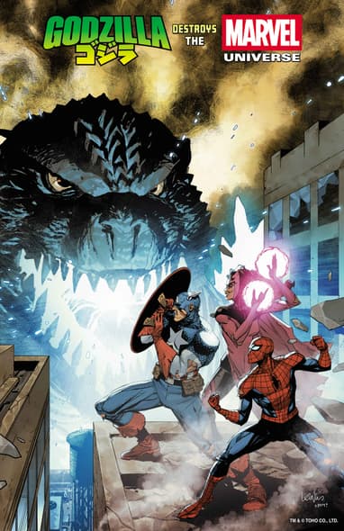 GODZILLA DESTROYS THE MARVEL UNIVERSE #1 Foil Variant Cover by LEINIL FRANCIS YU