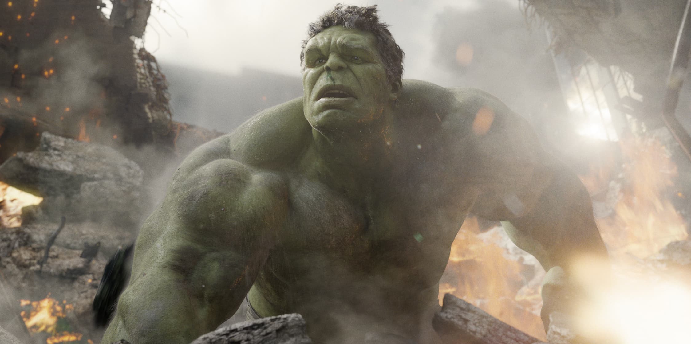 Hulk (Bruce Banner) battling with The Avengers