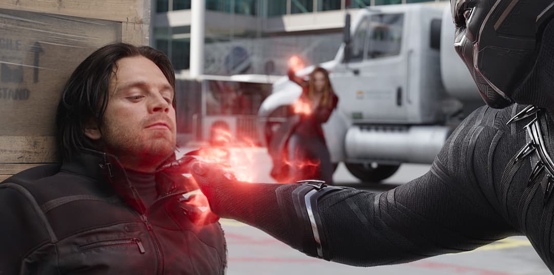 Black Panther reaching for Bucky