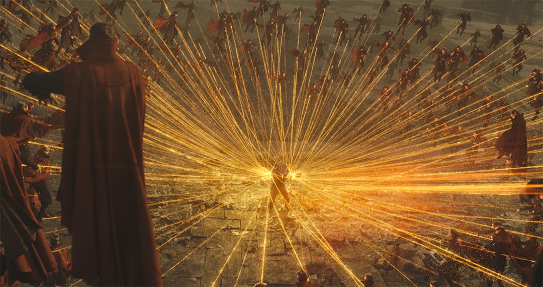 Doctor Strange (Stephen Strange) fighting Thanos on Titan