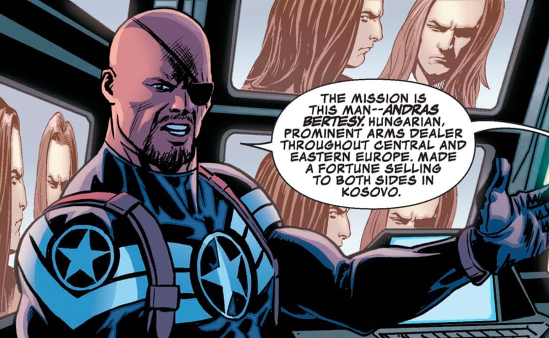 Nick Fury Jr. briefs his team