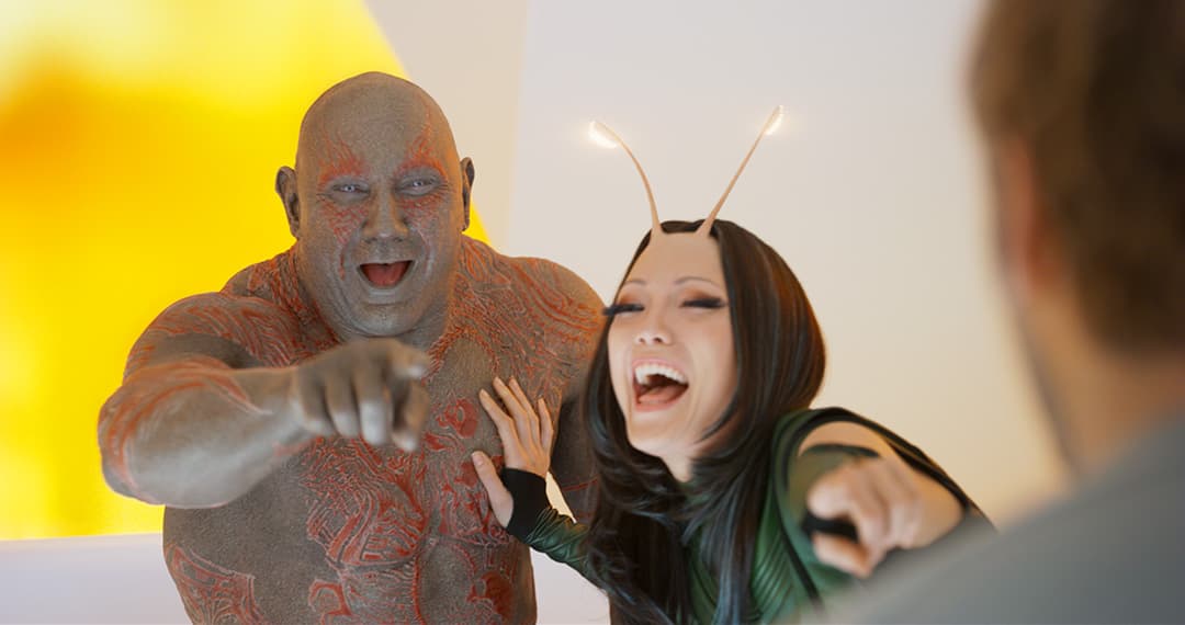 Drax befriending Mantis
