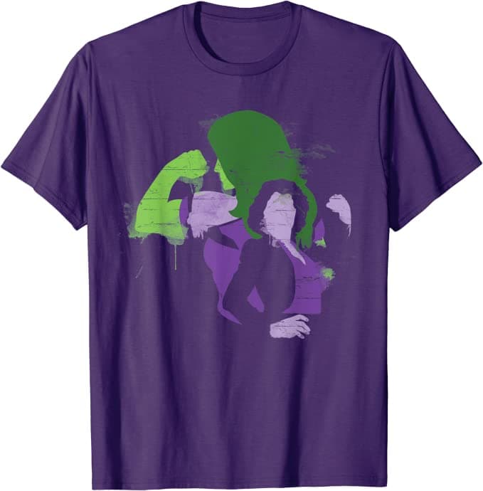 She-Hulk t-shirt / shop it <a href=    https://www.amazon.com/Marvel-Studios-She-Hulk-Jennifer-Walters/dp/B0B8FX6ZYN?ref_=ast_sto_dp&th=1&psc=1>here</a>
