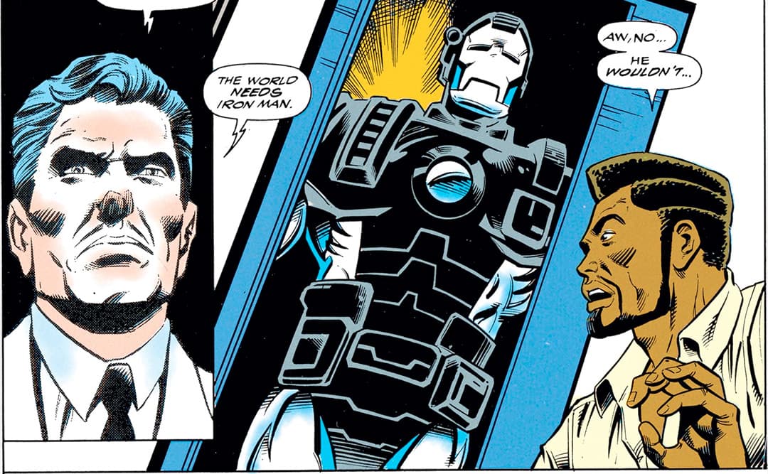 James Rhodes dons the Iron Man Suit