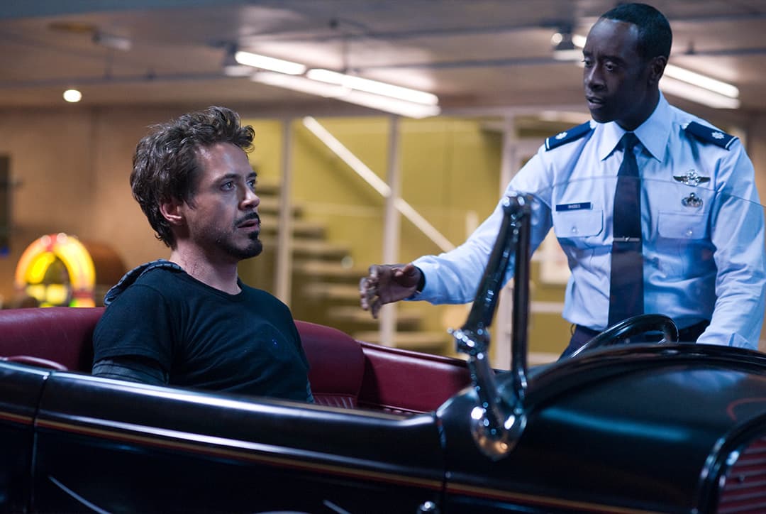 James "Rhodey" Rhodes with Iron Man (Tony Stark)