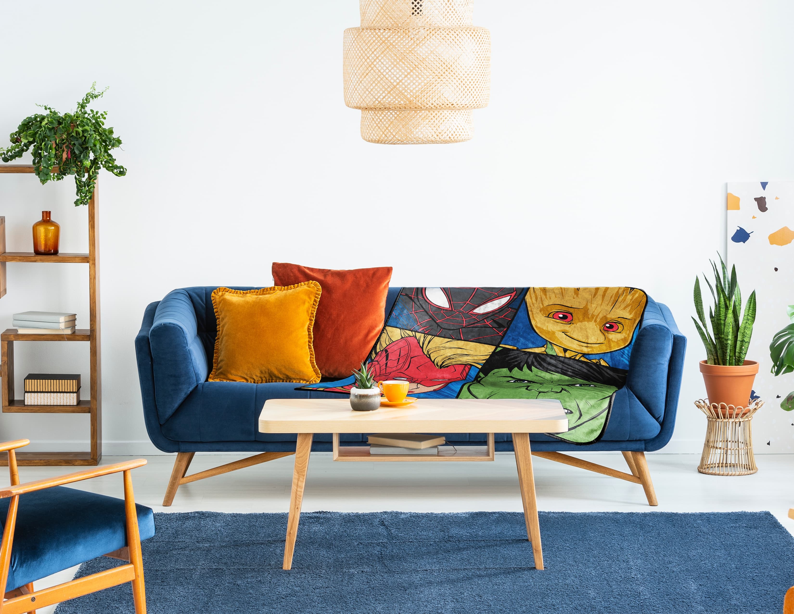 Shop it <a href=https://www.walmart.com/ip/Avengers-Kids-Throw-46-x-60-Microfiber-Blue-Marvel/2156044150>here</a>