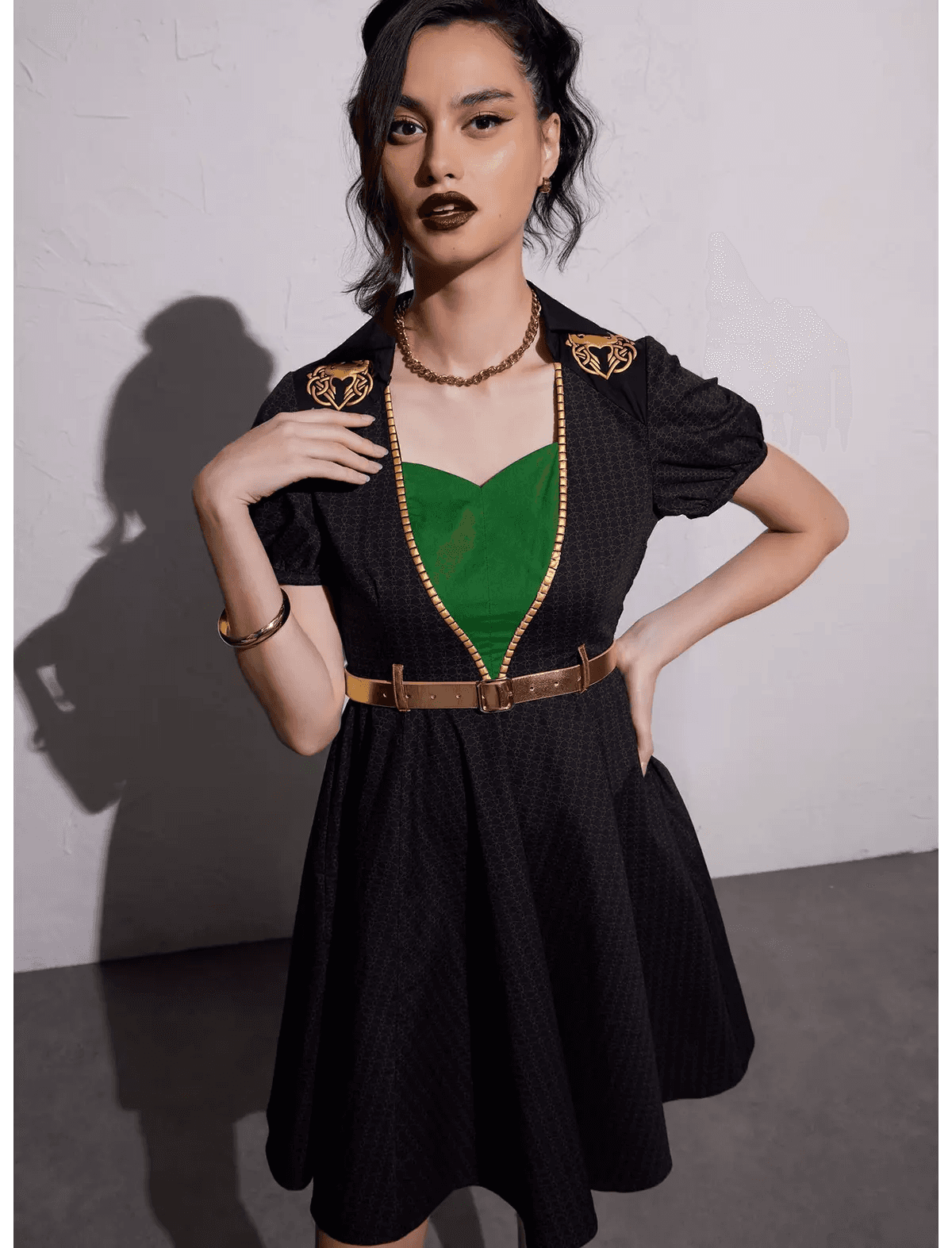Her Universe Marvel Loki Gold Belt Retro Dress