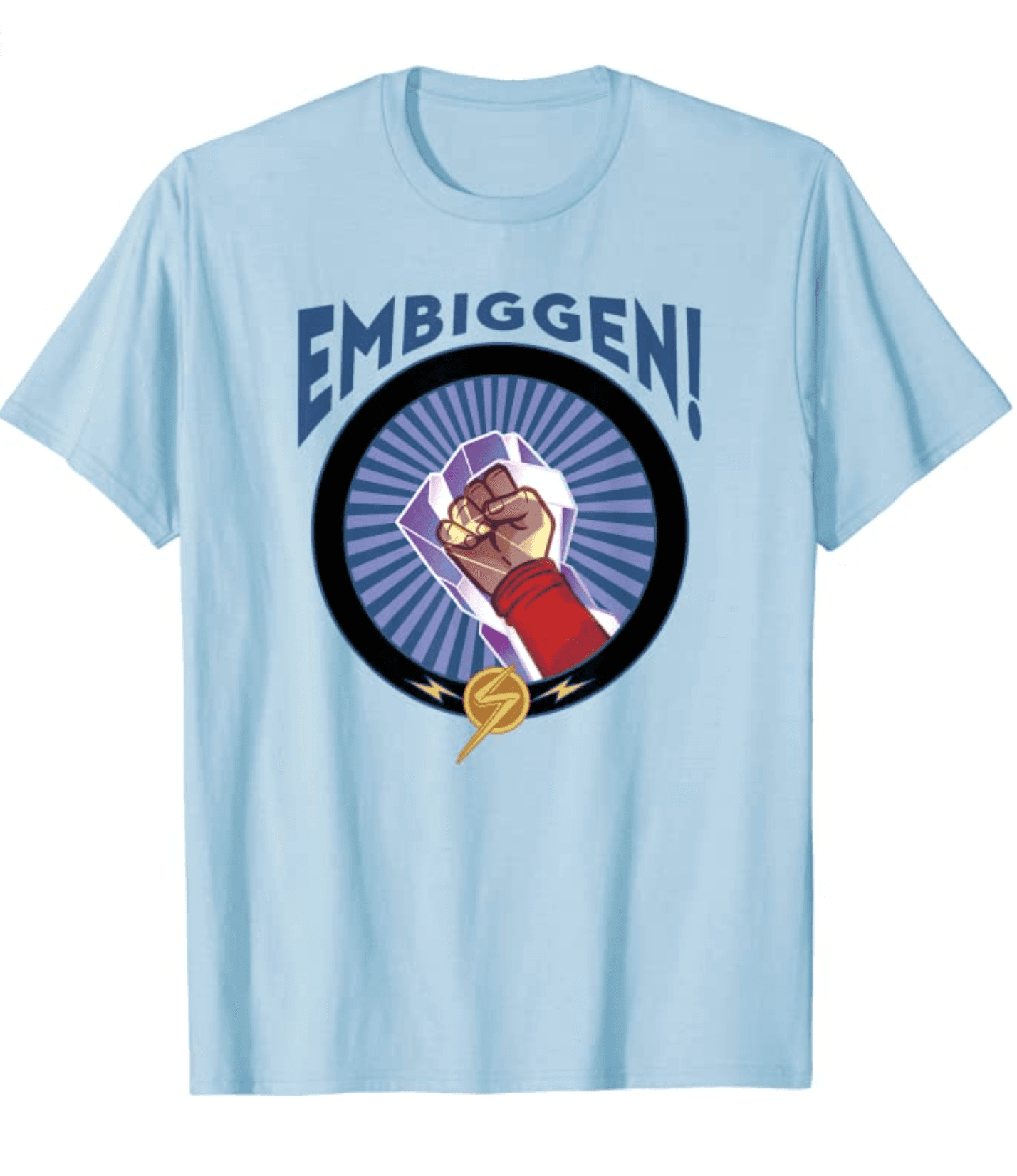 Ms. Marvel Embiggen t-shirt / shop it <a href=https://www.amazon.com/Marvel-Embiggen-Fist-Poster-T-Shirt/dp/B09YVXC5MD?ref_=ast_sto_dp&th=1&customId=B0752XK16C&psc=1>here</a>