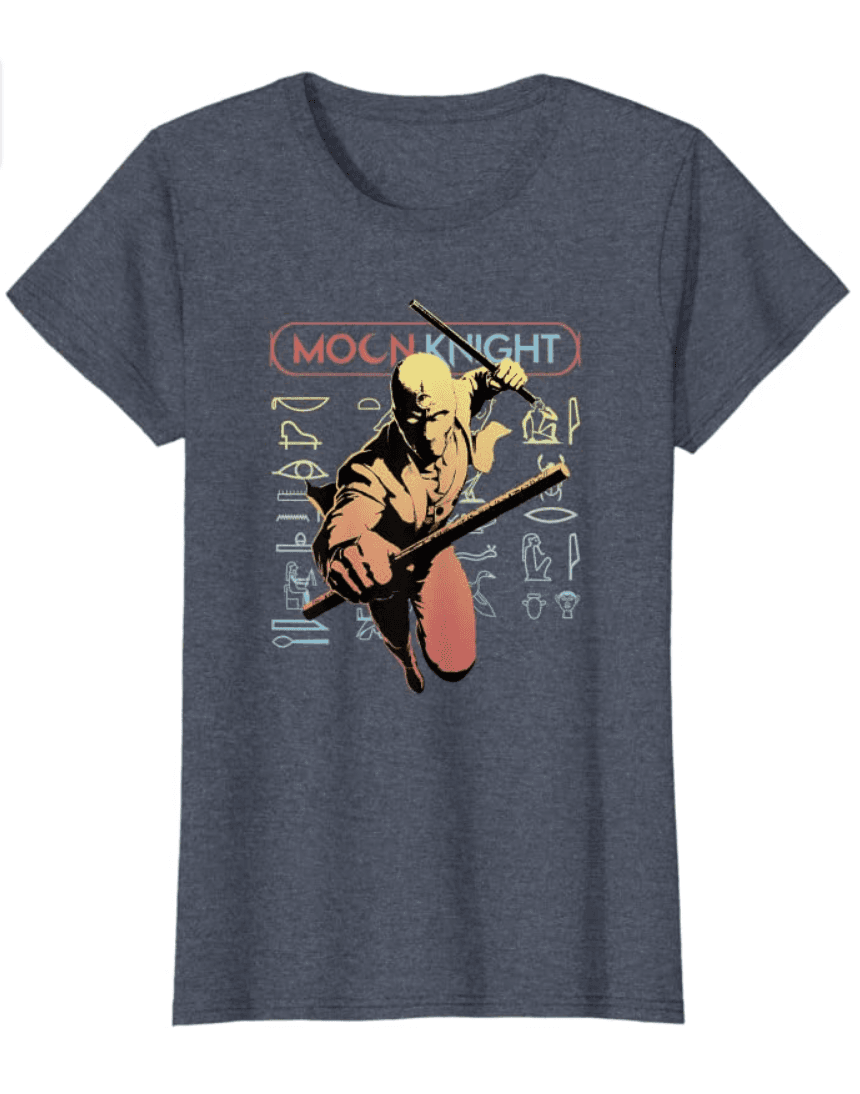 Mr. Knight Action t-shirt / shop it <a href=https://www.amazon.com/Marvel-Knight-Action-Poster-T-Shirt/dp/B09TS1TVDN>here</a>