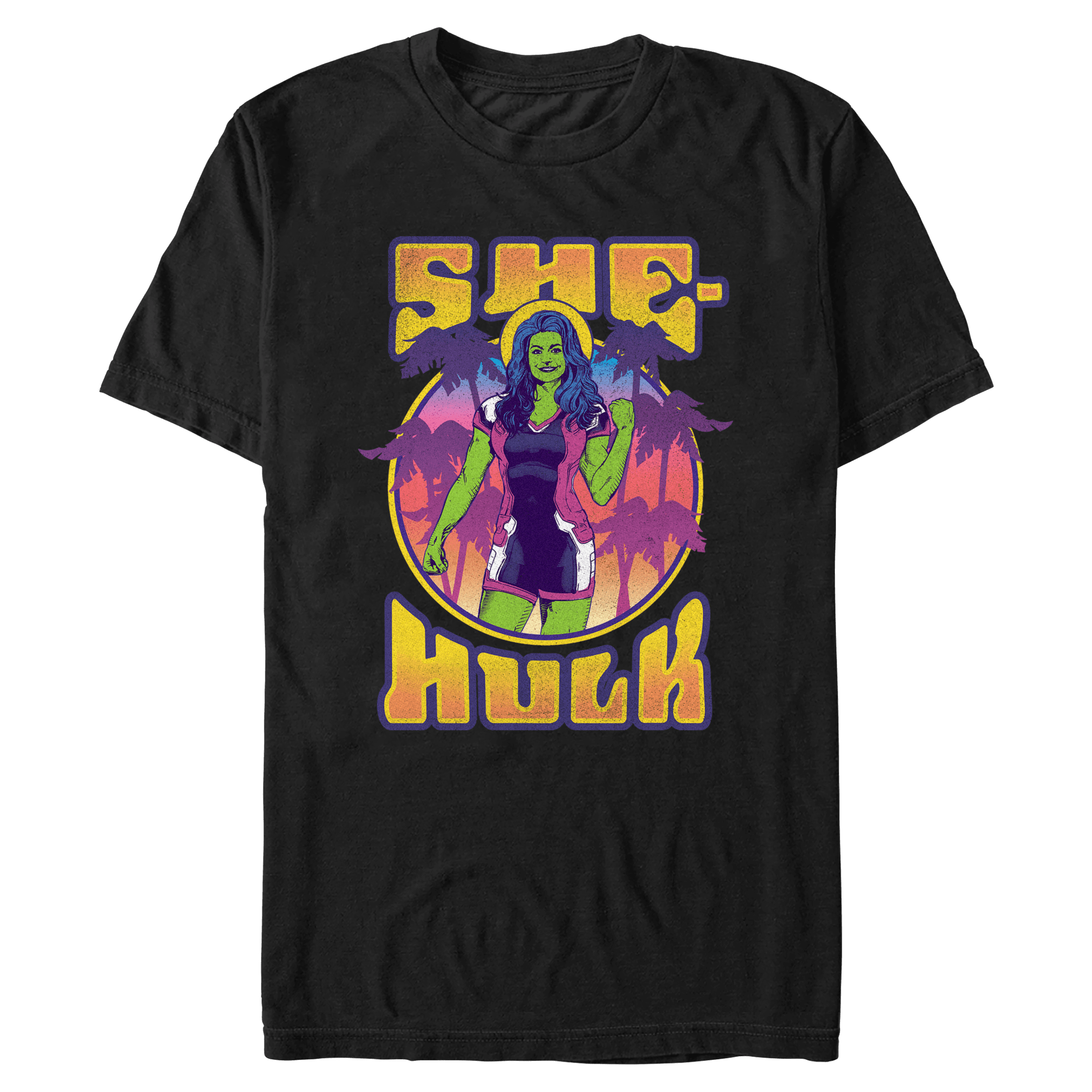 She-Hulk paradise t-shirt / shop it <a href=https://www.hottopic.com/product/marvel-she-hulk-attorney-at-law-paradise-t-shirt/19883151.html>here</a>