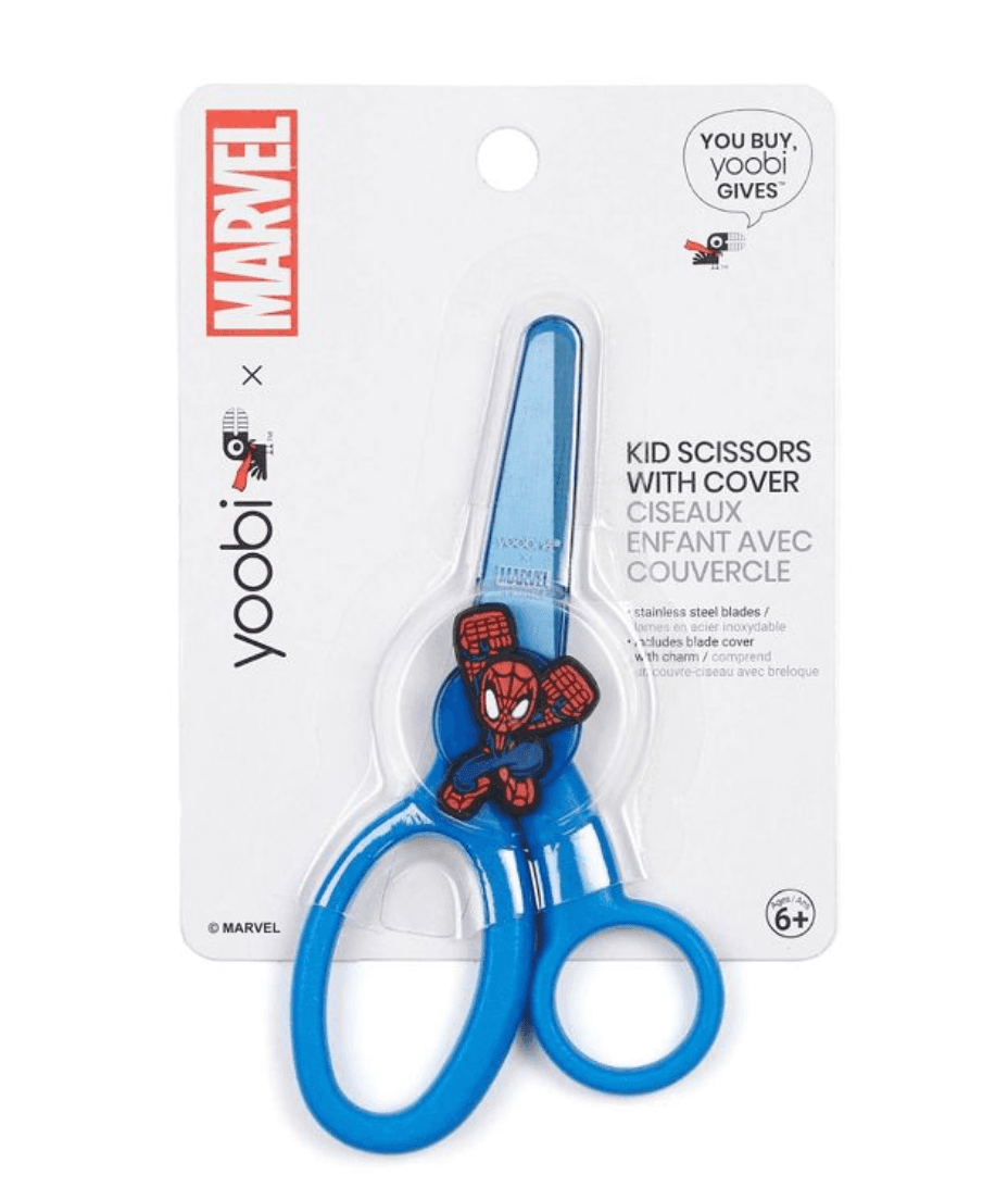 Spider-Man Yoobi Scissors  / shop it <a href=https://www.target.com/p/marvel-spider-man-yoobi-8482-kids-scissor-with-cover-blue-skater-sketch/-/A-84094341>here</a>