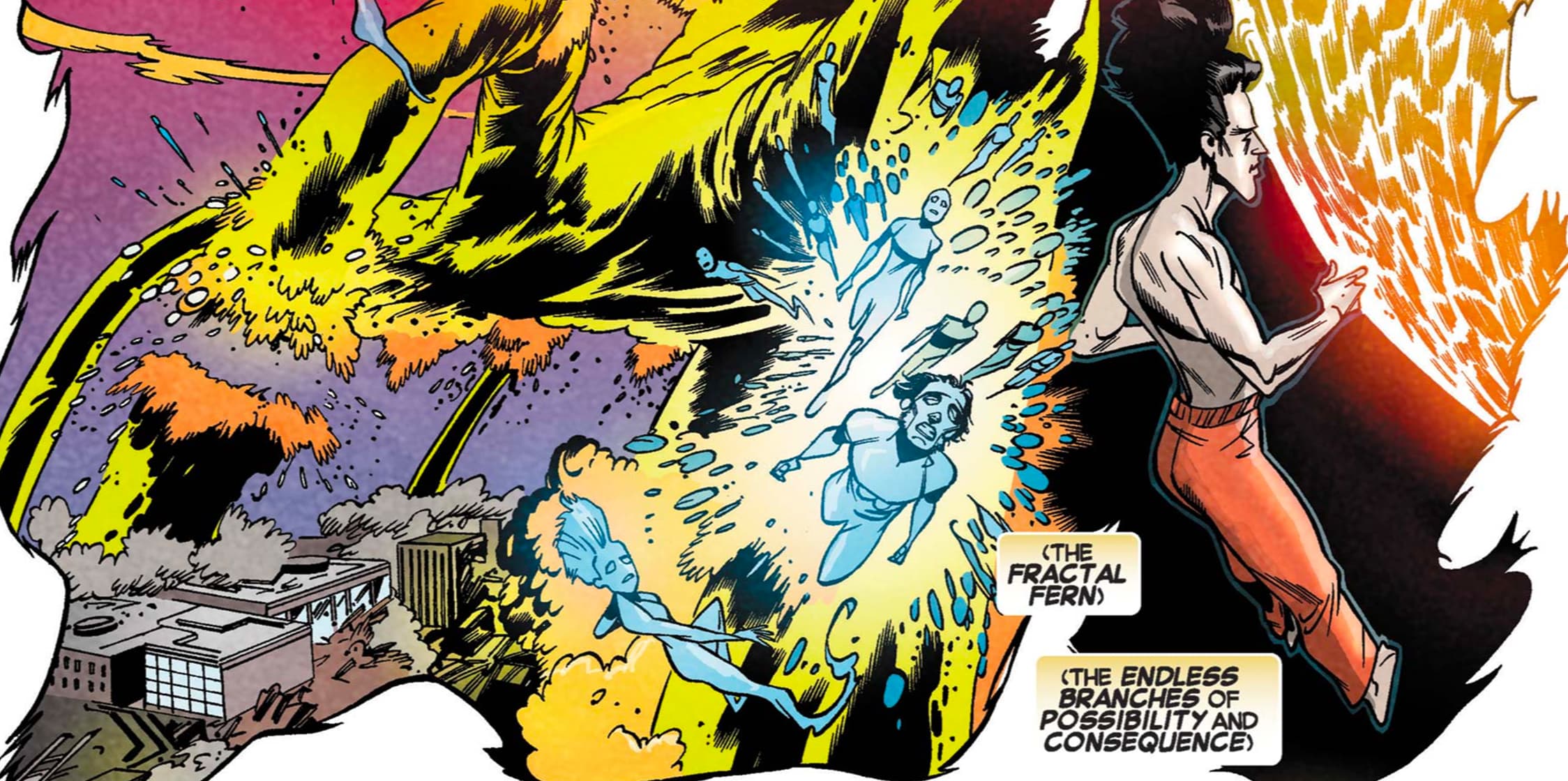 David interacting with the multiple personalities within his own mind