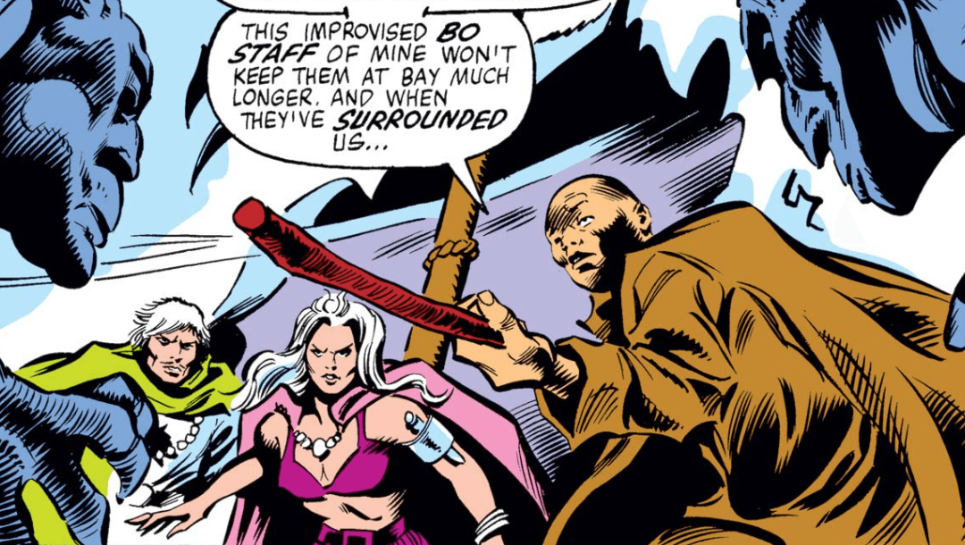 Wong protects others with his bo staff