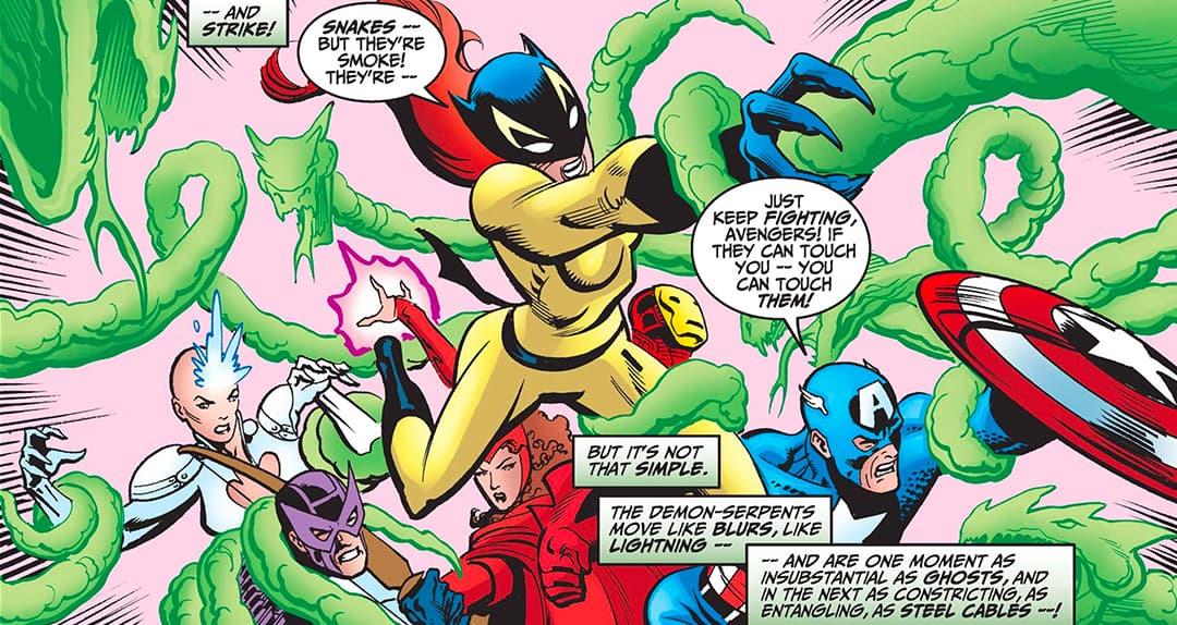 Hellcat (Patsy Walker) and the Avengers. 