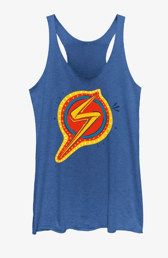 Ms. Marvel tanktop / shop it <a href=https://www.hottopic.com/product/marvel-ms.-marvel-decorative-symbol-girls-raw-edge-tank/19119125.html>here</a>