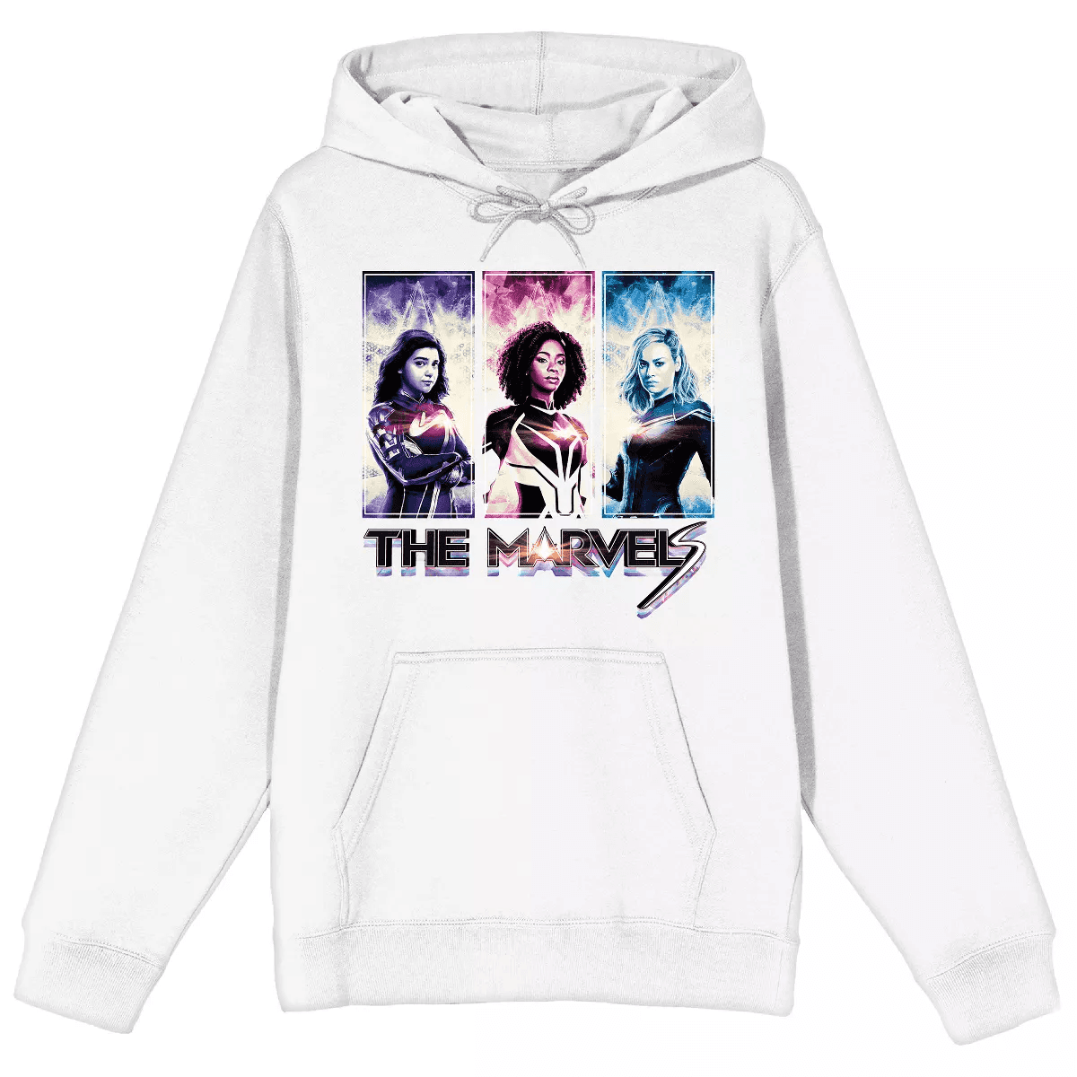 The Marvels Photon, Captain Marvel, Ms. Marvel Adult White Graphic Hoodie