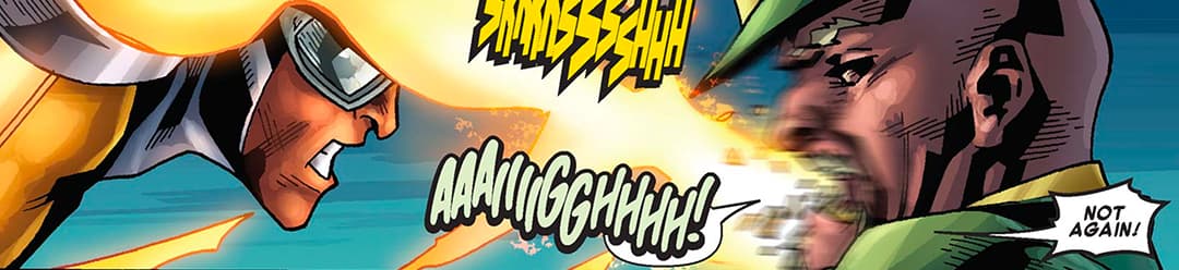 Iron Fist and Power Man destroy Cottonmouth's teeth again.