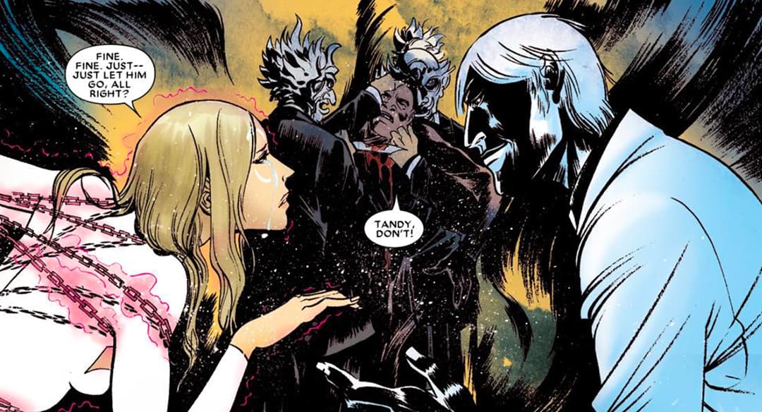 Cloak and Dagger fight Tandy's father (Lord of Light in India) until Tandy’s pleas move him to commit suicide by leaping inside Cloak.