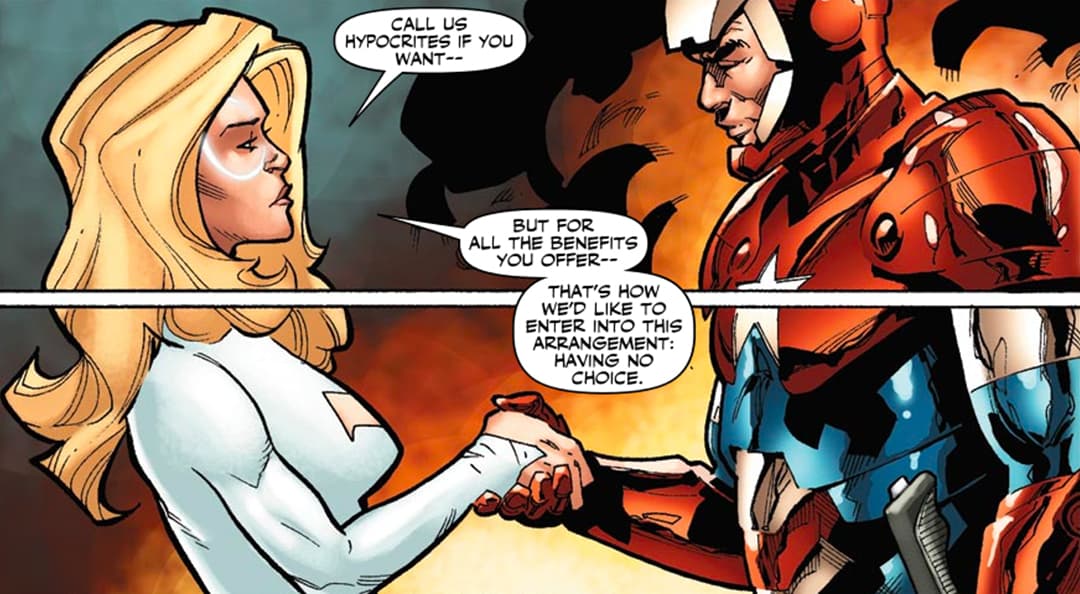 Dagger shaking hands with ally