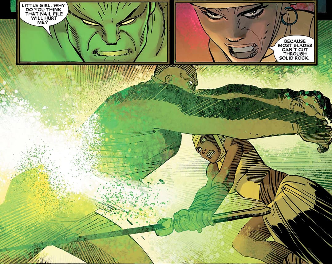 Shuri fighting with a blade