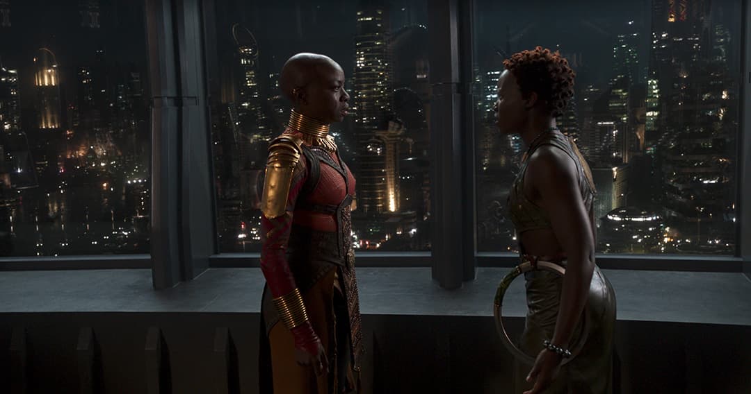 Nakia and Okoye argue about loyalty.