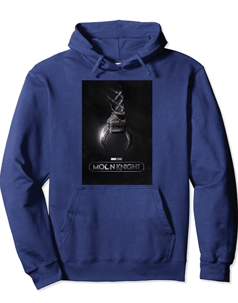 Moon Knight Poster sweatshirt / shop it <a href=https://www.amazon.com/Marvel-Knight-Crescent-Poster-Pullover/dp/B09S4Q3B35>here</a>
