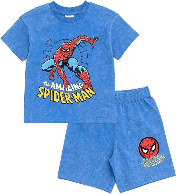 Marvel Spider-Man Graphic T-Shirt and Shorts Outfit Set Toddler to Big Kid