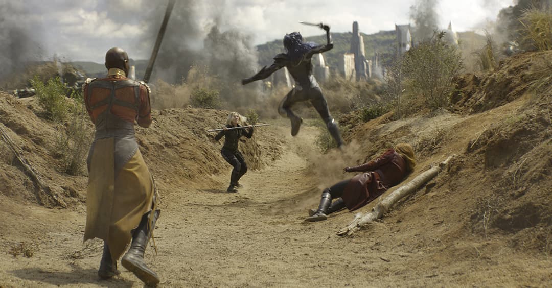 Okoye and Black Widow joined forces to fight Midnight with Scarlet Witch stepping in to defeat her.