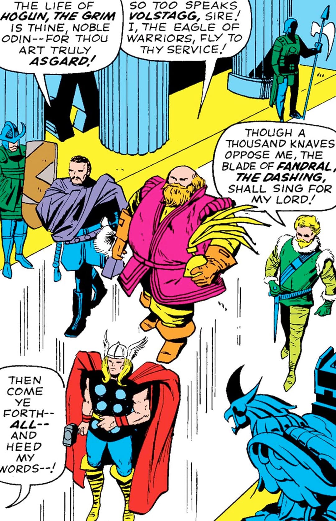 The Warriors Three Follow Thor into the Throne Room