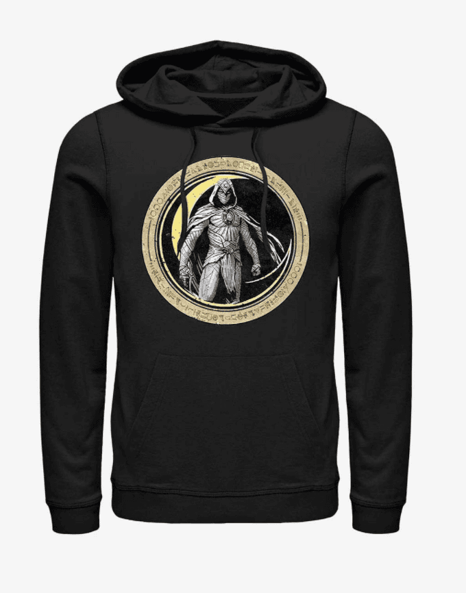Moon Knight Crescent Egyptian Hieroglyphs Sweatshirt / shop it <a href=https://www.amazon.com/Marvel-Crescent-Egyptian-Hieroglyphs-Sweatshirt/dp/B09TV3R5T8>here</a>