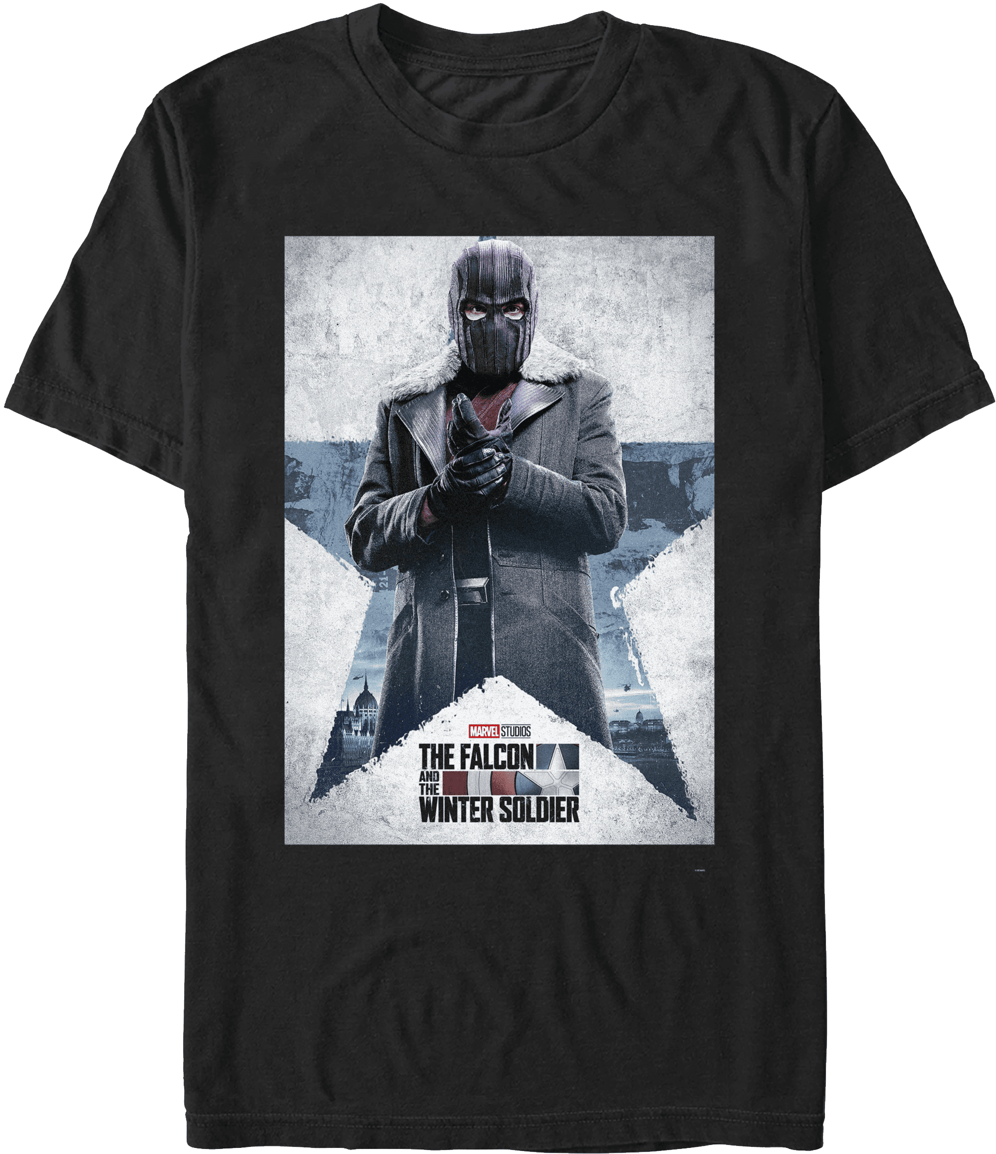 <a href=https://www.hottopic.com/product/marvel-the-falcon-and-the-winter-soldier-zemo-poster-t-shirt/15499996.html>Zemo Poster T-Shirt</a> / Hot Topic